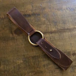 NWOT Anthropologie Brown Leather Ring Belt S/M